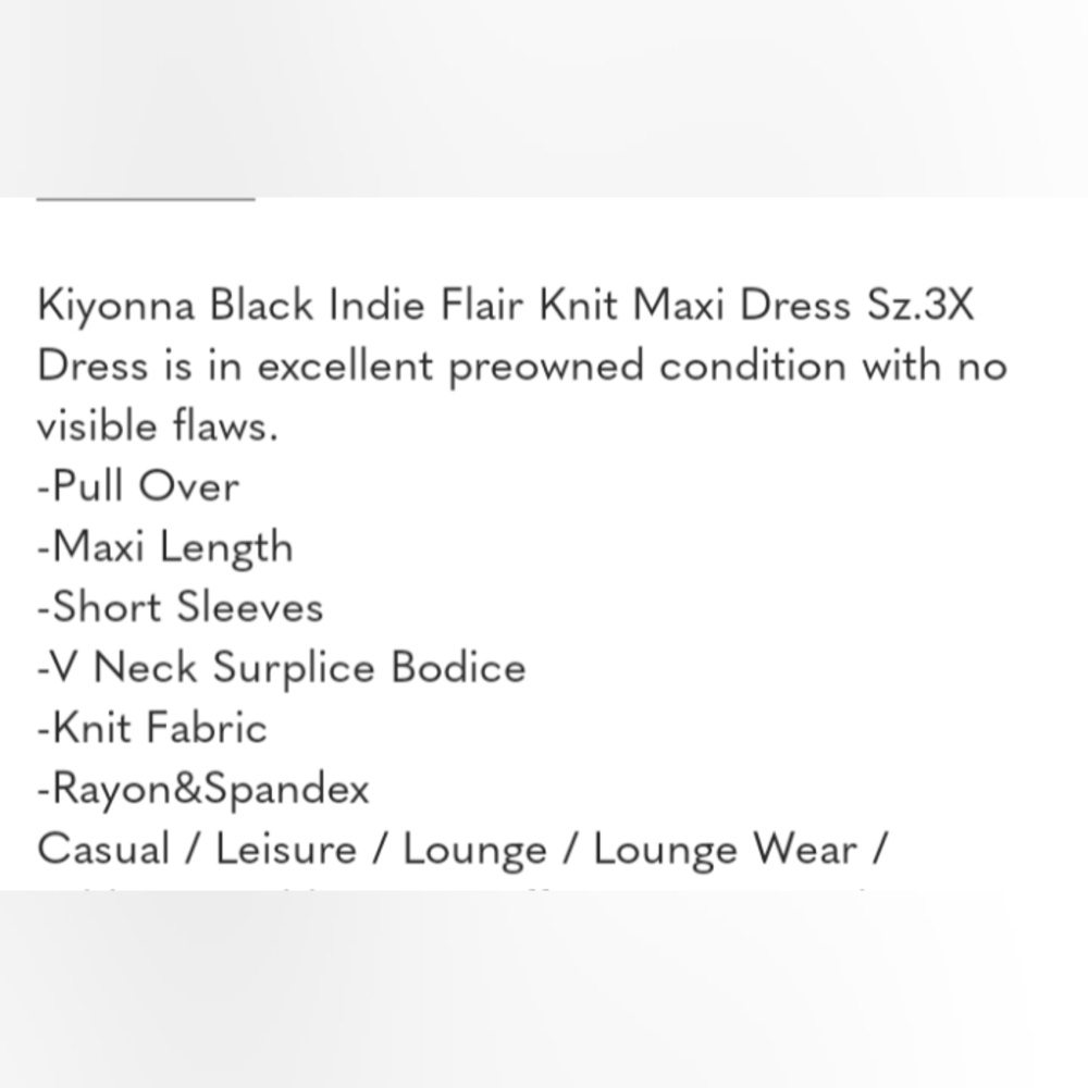 Kiyonna Black Indie Flair Knit Maxi Dress Sz 3X - Picture 16 of 16